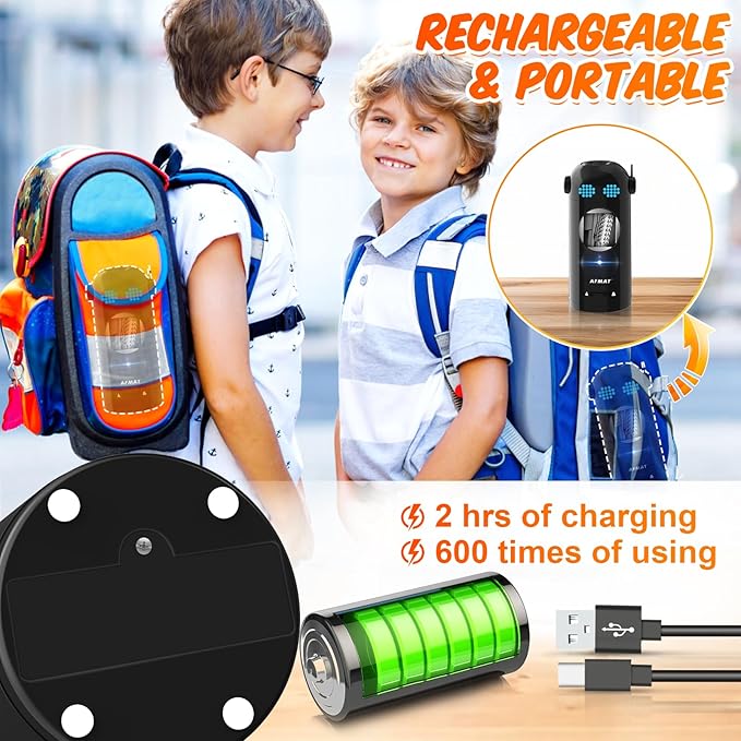 AFMAT Electric Pencil Sharpener, Fully Automatic Colored Pencil Sharpener for 7-11.5mm Pencils, Auto in & Out, Robot Pencil Sharpeners for Kids, Rechargeable Hands-Free with Dotted Eyes, PSX5ET, Black