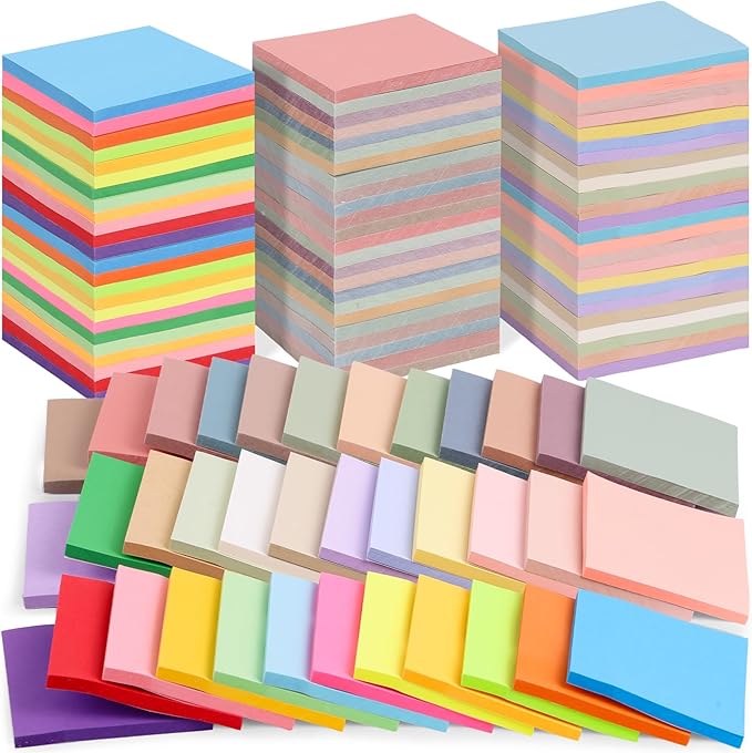 72 Pack Sticky Notes Bulk 3 x 3 in Self-Stick Note Pads Colorful Posted Note in 36 Colors Adhesive Paper Memo 50 Sheets/Pad Easy to Post for Office Home School Meetings Notebook Wall Door Window