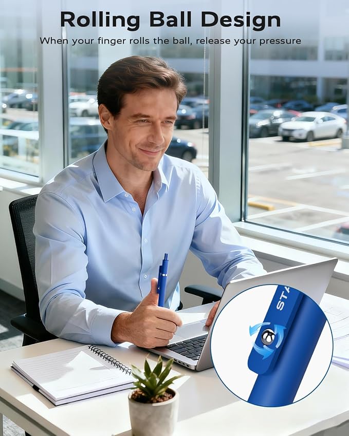 STAGEEK GX3 Blue Gel Pens, 6Pcs Quick Dry Smooth Writing Pen with 3 Refills | Blue Ink Pens, 0.7mm Fine Point, Retractable, Office, School Supplies, Journaling & Note Taking, for Nurses, Teachers