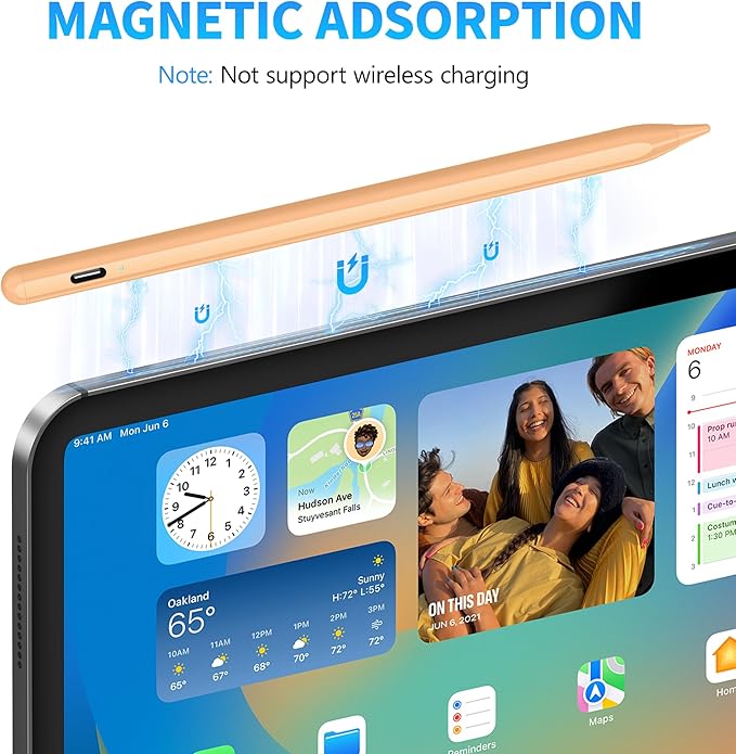 DRYMOKINI Stylus Pen for Touchscreen, Active Stylus Compatible for Android and iOS Tablet/Phones, Rechargeable Universal Stylist Pencil Compatible for A-pple/i-Pad/Phone Tablet, Peach Orange