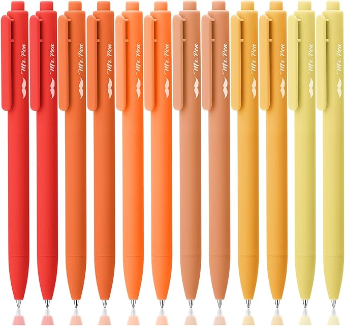 Mr. Pen- Retractable Gel Pens, 12 Pack, Black Ink, Summer Morning Barrel, Fine Point 0.5mm, Fast Dry, Smooth Writing, Cute Pens for Drawing, Writing Planner and School Supplies