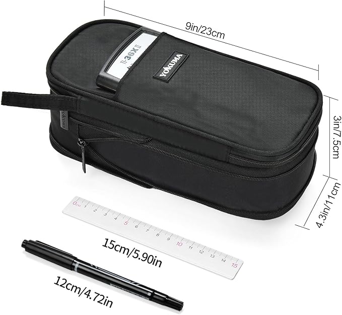YOKUMA Pencil Case Pencil Pouch for Boys Big Capacity Pen Bag Box, Aesthetic College School Supplies for Student Teen Adults Preppy,Black