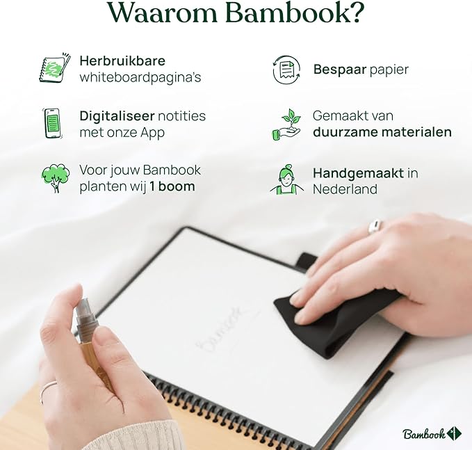 Bambook Classic Notebook - Bamboo Wood Hard Cover - A4 - Polka Dot Reusable Notebook, Notebook, Reusable Notebook