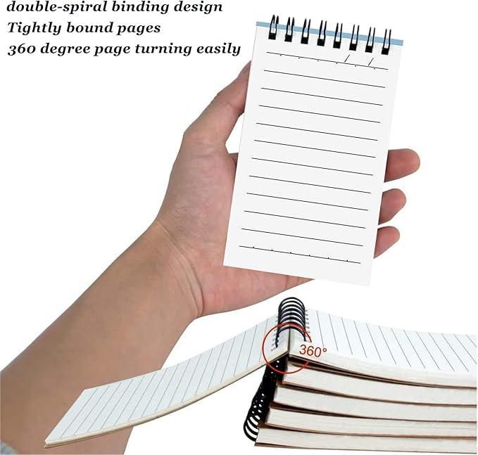 8Pack Pocket Notebook Wide Ruled 9MM , 3 x 5 Inches 60 Sheets/120 Pages Small Top Bound Steno Pads Bulk, Mini Spiral Notebooks With Lined Pages, Mini Spiral Notepads With Color Cover, Small Note Pads For Work Journal, Grocery list,Diary (8)
