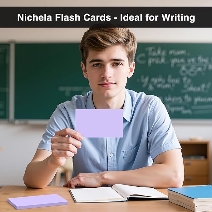300 Count Blank Index Cards 3x5 Inch Purple Flash Cards Colored Cardstock, Unruled Note Cards Study Card Portable Learning Flashcards Ideal for Note Taking, Art Sketching, Office & School Supplies