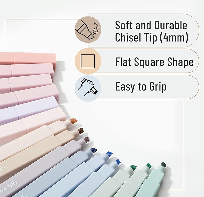 Mr. Pen- Aesthetic Highlighters No Bleed, 16 Pack, Morandi Colors, Chisel Tip, Cute Highlighters Assorted Colors for Journaling, Highlighting, Underlining, Fast Dry, Back to School Supplies