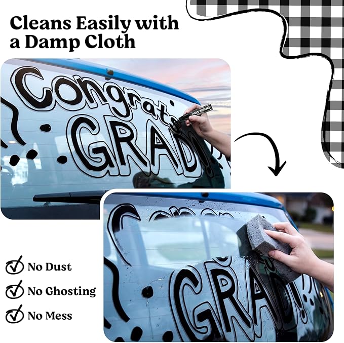 Chalkola 6 Black Chalk Markers - Dual tip, Fine & Jumbo Tip (1mm, 3mm, 5mm, 15mm) | Erasable Liquid Chalk Pens for Blackboard, Chalkboard Signs, Car Window, Bistro, Glass | Washable Chalkboard Markers