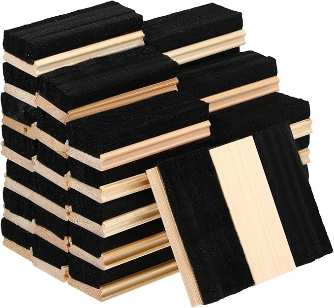 Marspark Felt Style Erasers, Cleaner Dusters Felt Chalkboard Eraser for Kids Wood Chalk Eraser for Chalkboard Cleaners Dusters for Markers White Black Boards Paint School Students Teachers(36 Pieces)