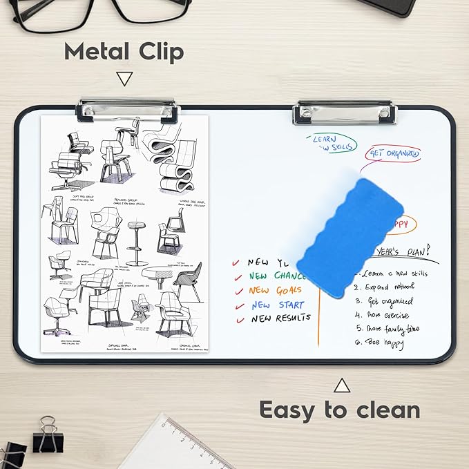 Slant Board for Writing,16.5x12 inch-Magnetic Desktop Whiteboard Writing Slope, Dry Erase White Boards Desktop with 5 Color Dry Erase Board Markers,Black Frame