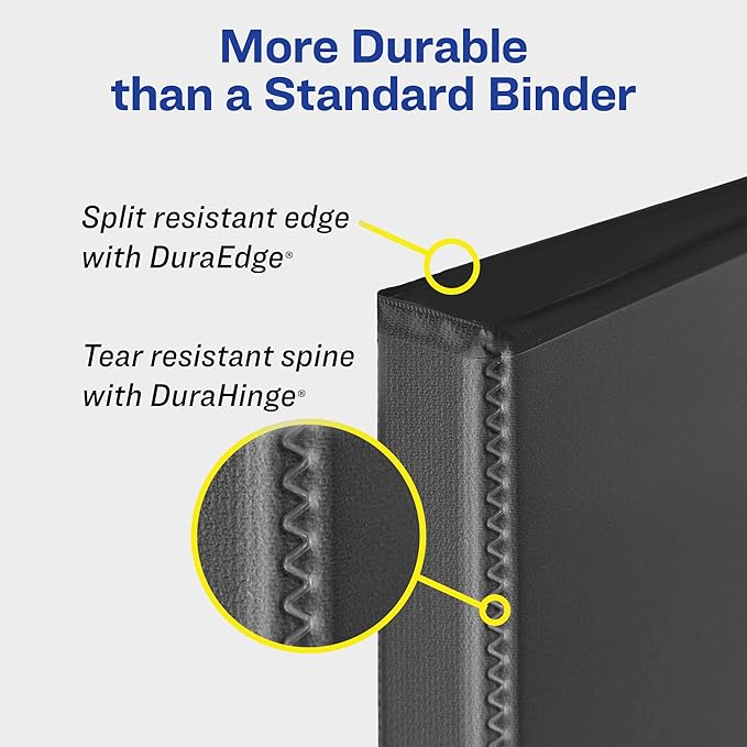 Avery Durable View 3 Ring Binders for Home, School Supplies, Office, or Organization Needs, 0.5" Slant Ring, 4 Pack White Binders (03362)
