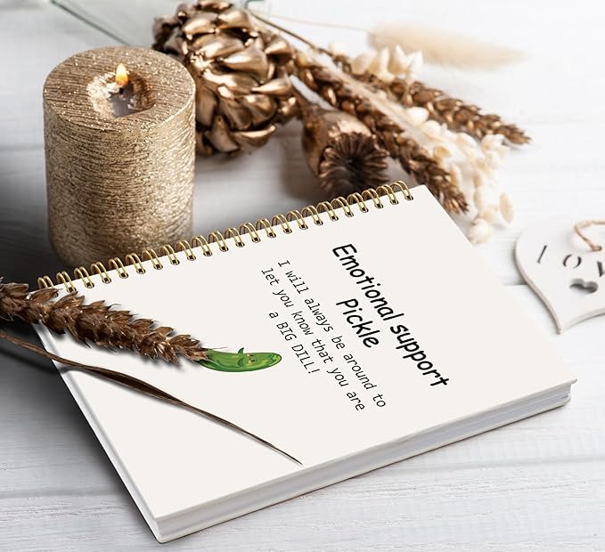 Emotional Support Pickle Spiral Notebook Journal,Therapist Mental Health Gifts College Ruled Spiral Notebook for Offices Schools Classrooms,Inspirational Gifts for Work School Student Teacher