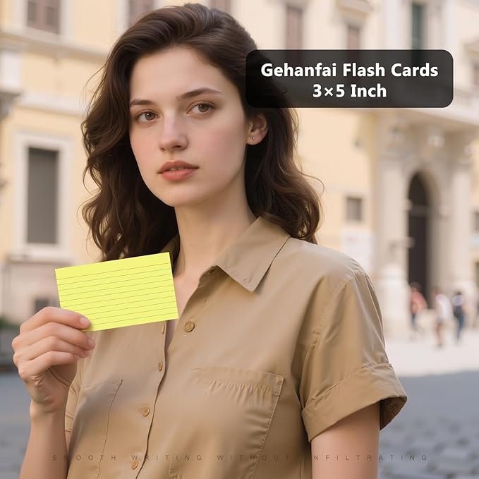 250 Count Index Cards 3 x 5 Inch, Thick Yellow Lined Note Cards Portable Ruled Flash Cards Perfect for Studying and Organizing, Note Taking Study Flashcards for Home, School and Office