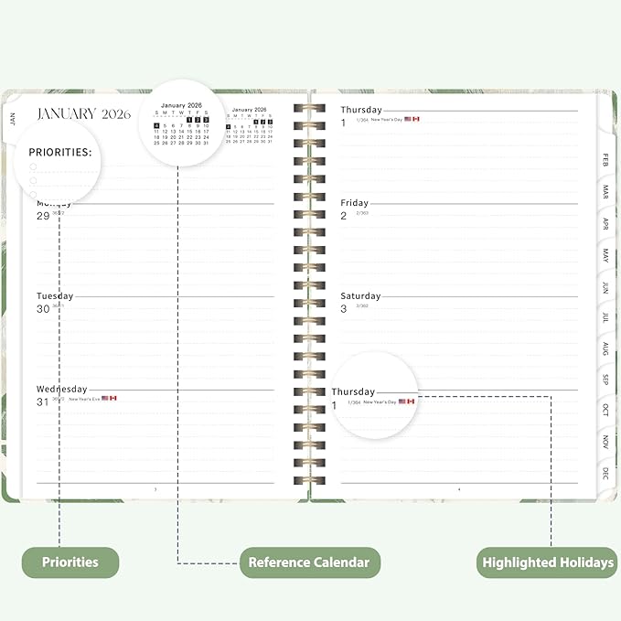 2026 Planner, Weekly and Monthly Calendar Academic Planner, Jan 2026 - Dec 2026, Planning Agenda Book for Desk Accessories and School Supplies - A5 (6.3'' x 8.5'')