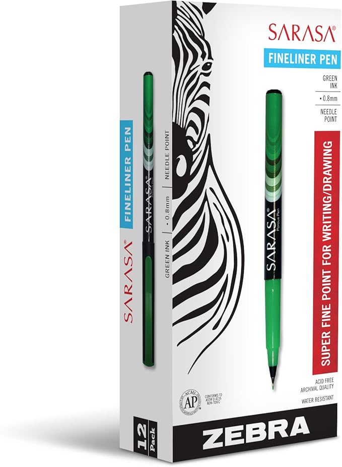 Zebra Pen Sarasa Fineliner Pen 0.8mm, green (66140)