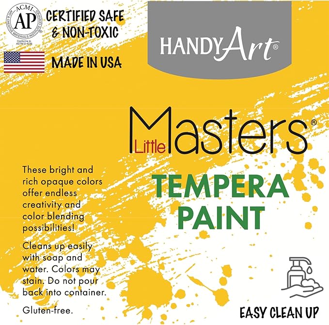 Handy Art Little Masters Tempera Paint, White, Gallon 128 oz Bottle, Bright & Mixable, High Opacity, Washable Colors for Classroom, Students, Kids, Young Artists, Safe & Non-Toxic, Made in USA