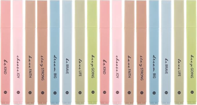 DIVERSEBEE Bible Highlighters with Soft Chisel Tip, 16 Pack Assorted Colors Pens No Bleed, Quick Dry Set, Cute Aesthetic Markers, Bible Study Journaling Supplies and Accessories (Earthy)