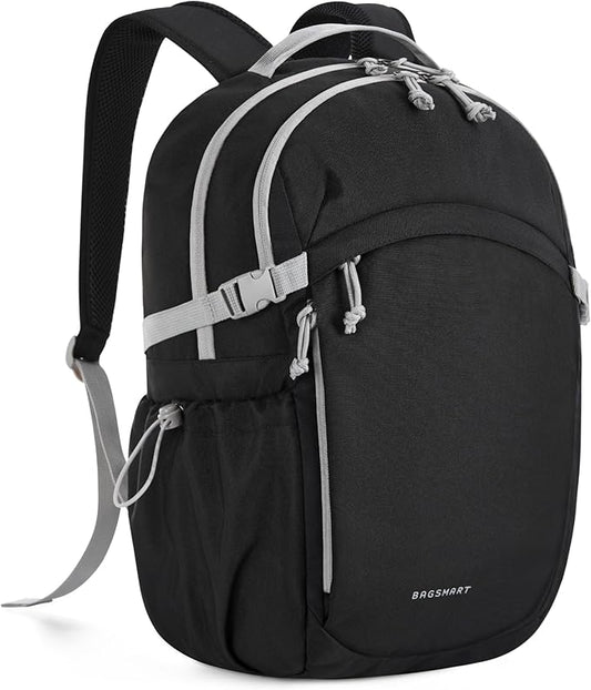 BAGSMART Travel Backpack for Women&Men, Lightweight 15.6" Casual Backpack for College, TSA Carry On Backpack for Airplanes, Black