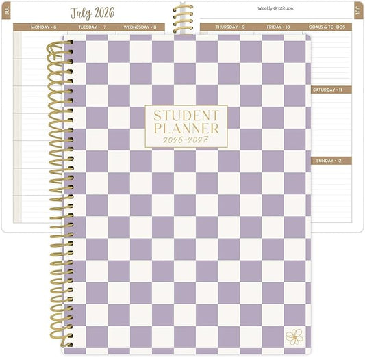 Daisy by bloom daily planners 2026-2027 Academic Year Student Planner (July 2026 - July 2027) - Elementary Through Middle School Calendar Agenda Book - 7” x 9" - Checkered
