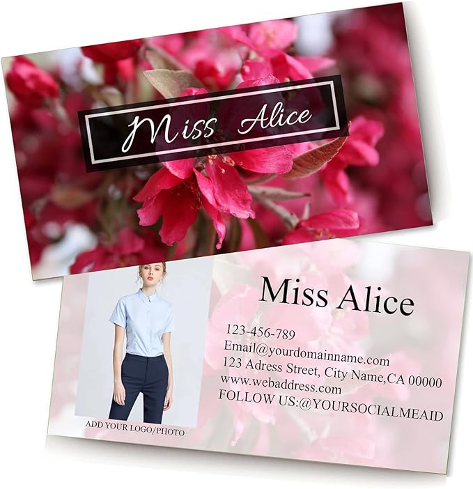Customized Name Cards 500 PCS, Customized Design with Picture Texture All Business Designs cards No Additional Charge (Color-I)