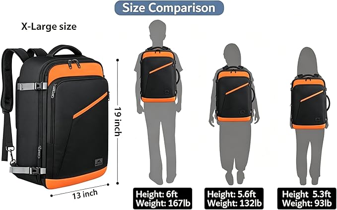 MATEIN Carry on Backpack for Airplanes, Expandable Travel Backpack Airline Approved with Hidden Shoulder Strap for Men Women, Lightweight Casual Daypack Bags for Travelling, Camping, Business