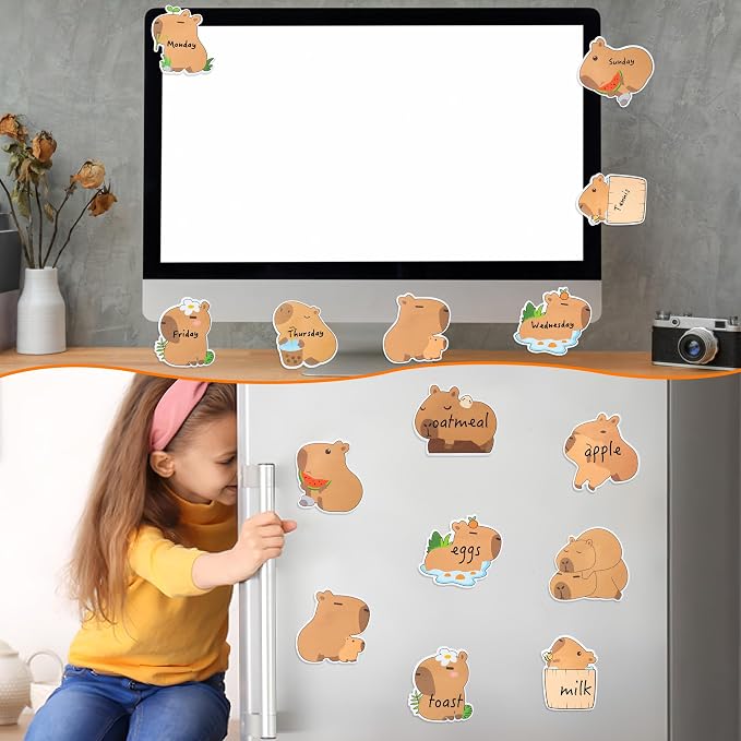 Xqumoi 30 Pack CAPY Sticky Notes - Cute Cartoon CAPY Self Sticky Notepads Writing Memo Pads Animal Page Marker for Office School Student Birthday Party Favors Goodies Bag Fillers 600 Sheets