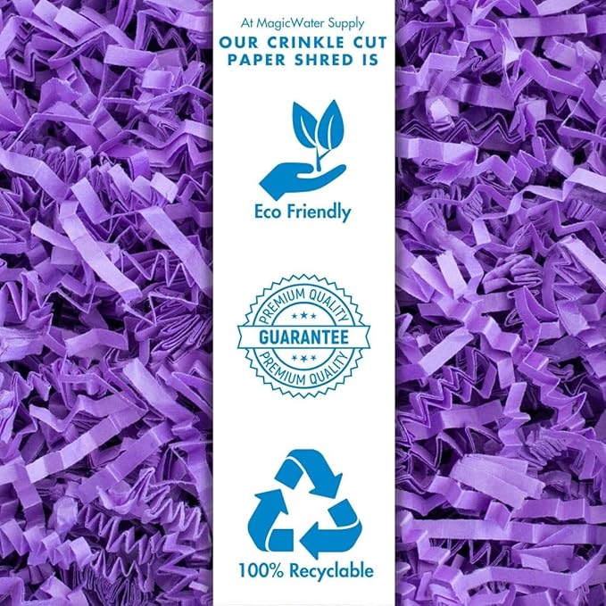 MagicWater Crinkle Cut Paper for Gift Baskets - 2LB - Purple - Perfect for Shredded Paper Filler, Basket Filler, Gift Boxes, Bridesmaid Gifts, Christmas Stuffers & More – Ideal for All Occasions
