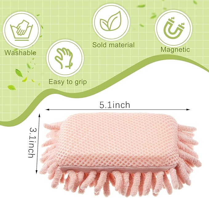 Zonon 4 Pieces Dry Erase Eraser Microfiber Shag Washable Whiteboard Eraser for Markers, Chalk, Home and Office (Pink,Green,Gray)