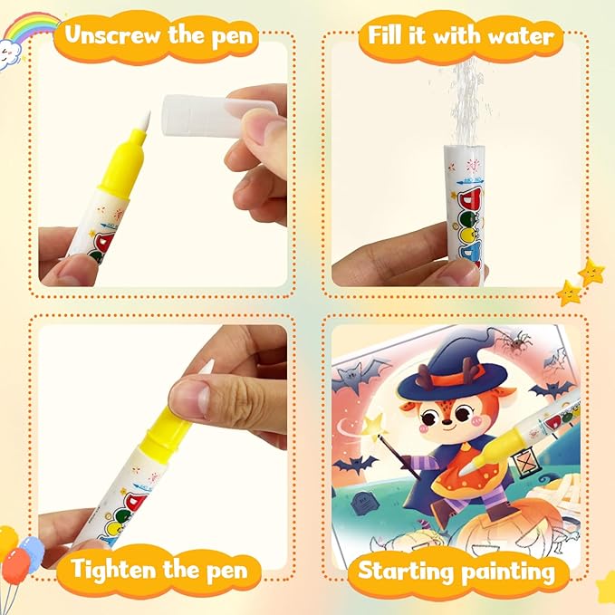 Bresdim Magic Water Coloring Book for Kids, 3Pack Reusable Mess Free Water Painting Book, Educational Toddler Toys for Travel & Home, Safe Non-Toxic Art Activity for Ages 1-3-8