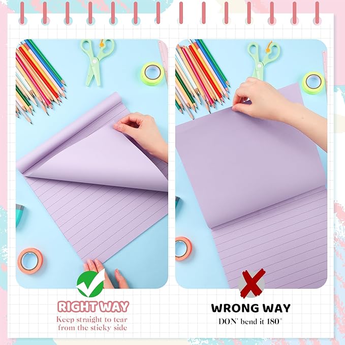 Qeeenar 8 Pads Big Sticky Notes 11 x 11 Inch Lined Jumbo Large Sticky Notes for Wall,Giant Strong Power Memo Square Post for Office, 25 Sheets/Pad(Aesthetics Color)