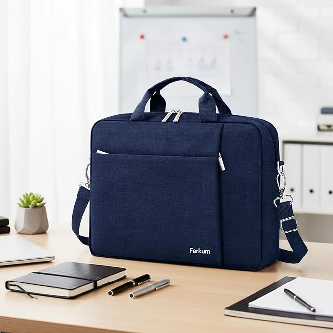 Ferkurn Laptop Bag Case for Women Men Computer Bag Compatible with HP Envy Pavilion Omen/LG Gram/MSI/Dell Inspiron XPS/Lenovo/Acer, Shoulder Strap Carrying Messenger Briefcase, Blue, 14 Inch