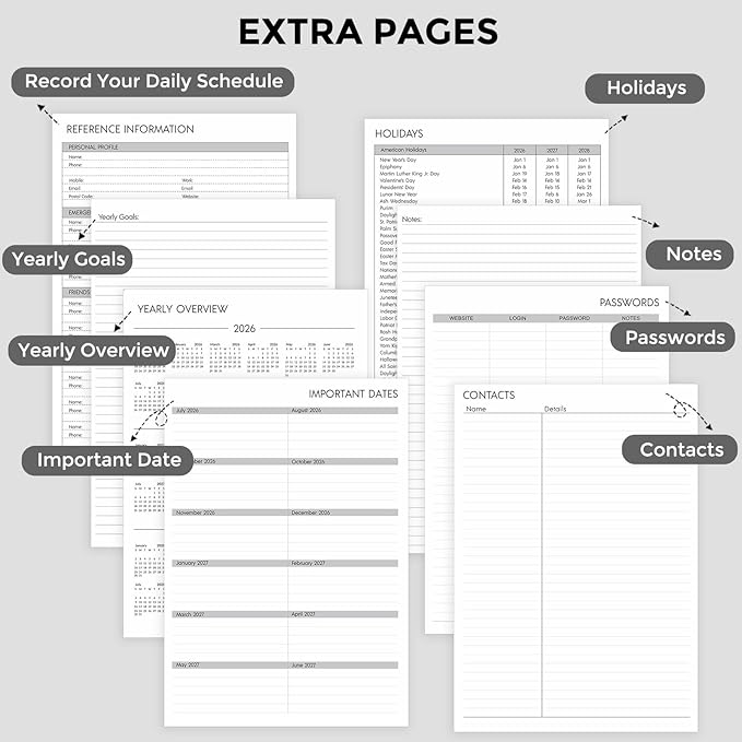 SKYDUE Appointment Book 2026-2027, Academic Hourly Planner from July 2026 - June 2027, 8.5" x 11" Weekly & Monthly Schedule Planner with 15-Minute Interval- Perfect for Daily Planning Black