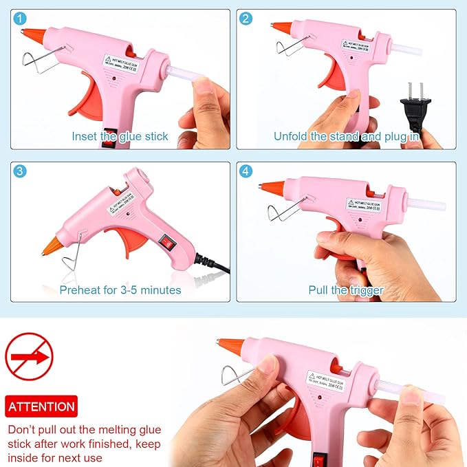 Zhengmy 6 Pcs Mini Glue Gun Crafts Hot Melt Guns Low Temp Glue with Burn Protection Fast Preheating and Easy Squeeze Trigger for School DIY Arts Class Projects Home Quick Repairs, 20 W (Multicolor)