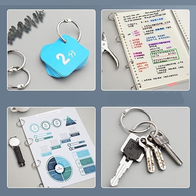 2 Inch Binder Rings (10 Pack) Heavy Duty Loose Leaf Metal Book Rings, Nickel Plated Steel Keychain Key Rings for Index Cards, Flashcards & Organizing Ideal for School, Home & Office