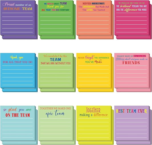 Yinder 24 Pcs Inspirational Sticky Notes Cute Motivational Sticky Notes Pad End of Year Employee Appreciation Gifts Bulk for Teacher Nurse Coworkers Office Supplies 3 x 3'' (Thank You,Dark)