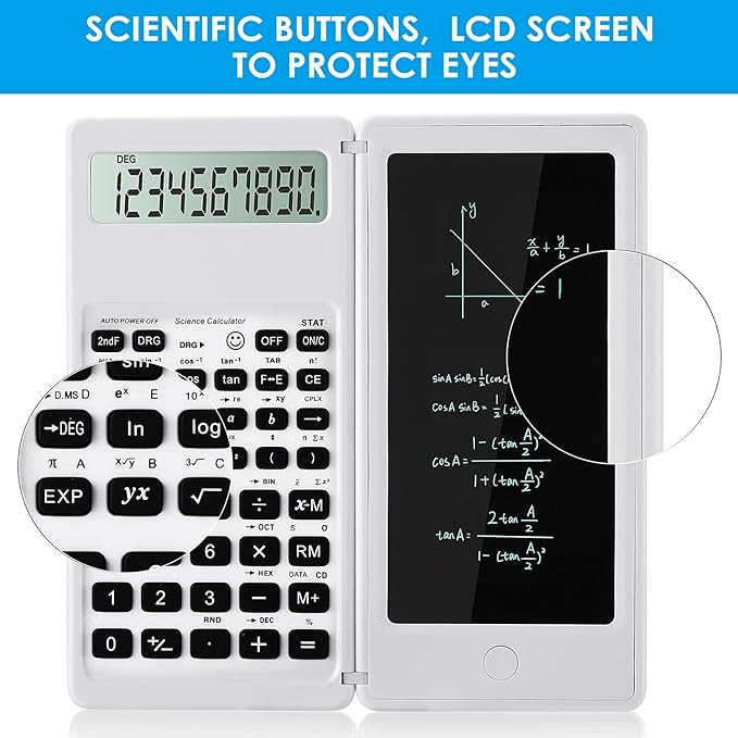 IPepul Scientific Calculators for Students, White Math Calculator with Notepad,10-Digit Large Screen, Classroom Must Haves for Middle High School Supplies & College (White)