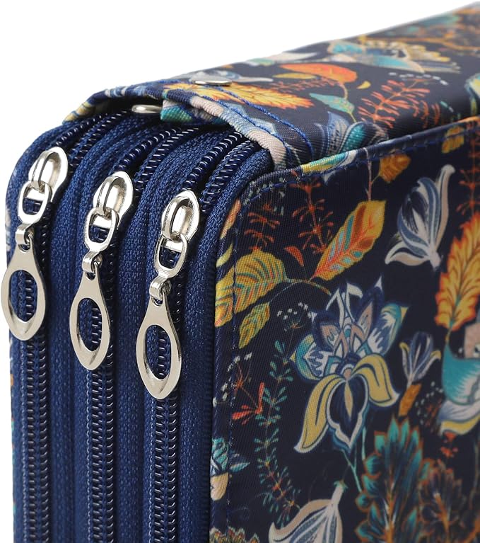 Portable Colored 72 Slots Pencil case Organizer with Printing Pattern for Watercolor Pens, Pencil Case Organizer for Artist
