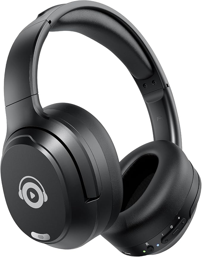 Hybrid Active Noise Cancelling Headphones, Bluetooth Headphones Wireless Over Ear with Transparency Mode, Deep Bass, Comfort Fit Ear Cups, 40 Hrs Playtime for Travel Home Office (Black)