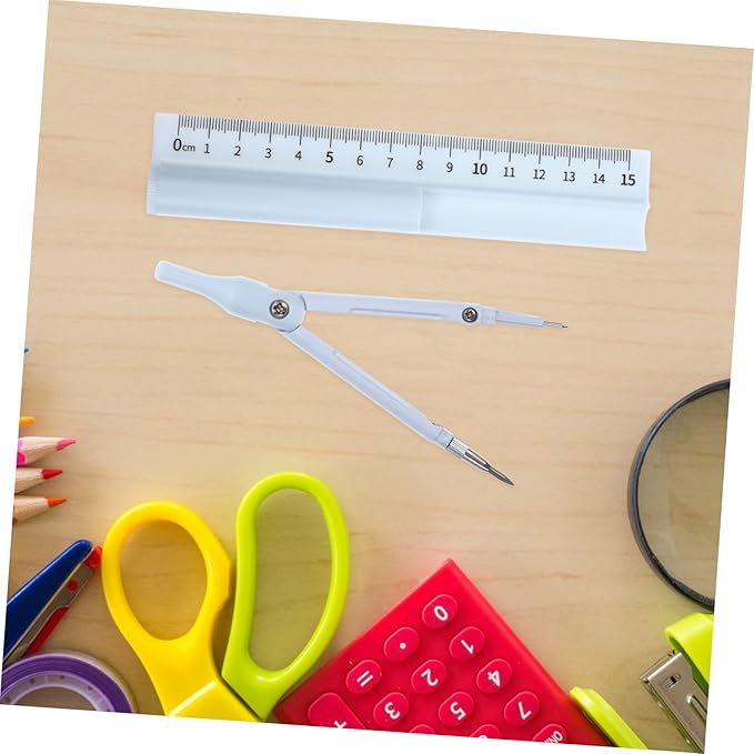 Multi-Function Geometry Compass Set Ruler and Protractor Precision Drawing Tools for Students Small Size Sturdy Plastic for Math Class and Exam Preparation