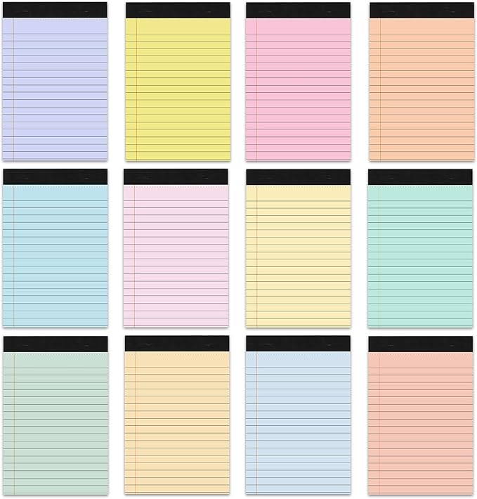12 PCS 4" x 6" Small Legal Pad College Ruled Lined Mini Legal Pad 80 GSM Pastel Colored Memo Notepad 30 Sheets Memo & Scratch Notepad for Home Office School Work Business To Do List Grocery List