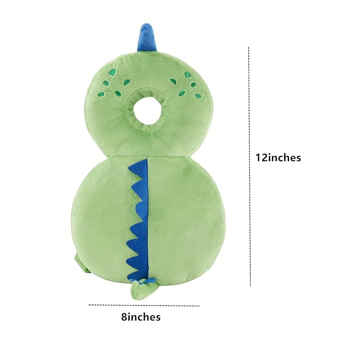 Baby Back Potection Toddler Safety Protector Cushion Pad Toddler Backpack for Crawling Walking Adjustable Toddlers Back Safety Pad for Boys and Girls(Green Dinosaur)
