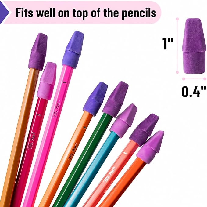Mr. Pen- Pencil Erasers Toppers, 30 Pack, Colorful