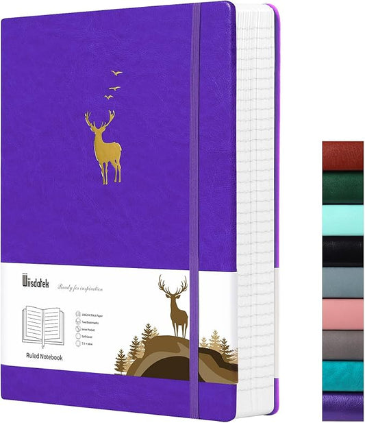 Lined Notebook Journal Softcover, 312 Numbered Pages Large B5 Thick Leather Journal Notebook,100gsm Thick Lined Paper,for Men and Women, 7.6'' X 10''-Purple