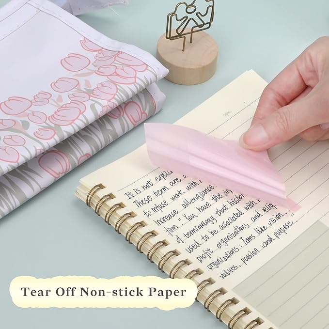 Temiary 6Pads Transparent Sticky Notes, Clear Sticky Note Waterproof See Through Memo Pad, Markers Stickers Translucent Index Book Tabs for Annotating Bible Study Supplies, 50Sheets/Pad