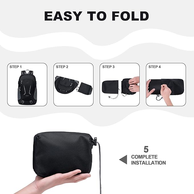 MIYCOO Backpack - Ultra Lightweight Packable Backpack for Travel Camping, Hiking Back Pack Waterproof Foldable Daypack for Men Women Charcoal Black