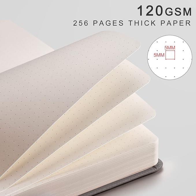EMSHOI Dotted Journal Notebook, 256 Pages, A5 Size (5.7'' x 8.3'')