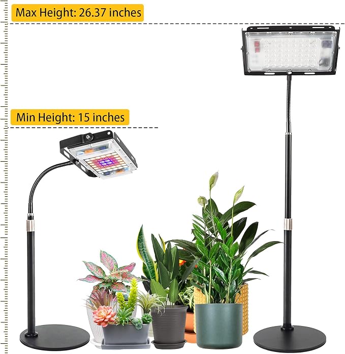 LBW Grow Light for Indoor Plants, Full Spectrum Desk LED Plant Light | 4H/8H/12H Auto Timer Small Grow Lamp, 6-Level Brightness, Height Adjustable, Flexible Gooseneck, Ideal for Indoor Growth