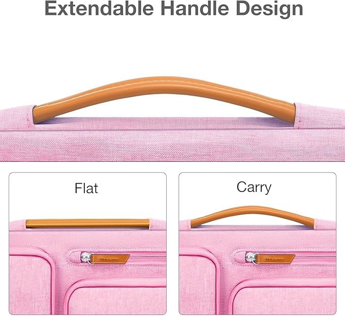 MOSISO 360 Protective Laptop Case 16 inch, 15-15.6 inch Laptop Sleeve Compatible with MacBook Pro 16, HP Acer Dell Lenovo ASUS, Side Open Carrying Case with 4 Zipper Pockets&Handle, Pink