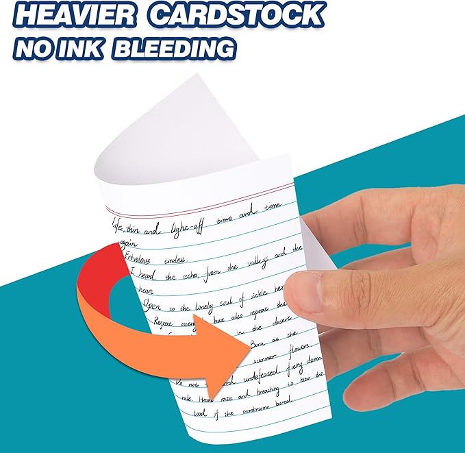 Chell Extra Heavyweight Ruled Index Cards 4x6 Inch, No Bleed-Through, 100 Count, Ruled Front and Blank Back, 85 lb. Cover Weight, White