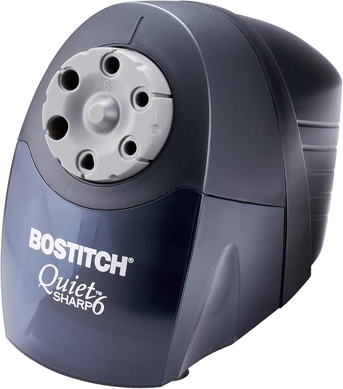 Bostitch Office QuietSharp Electric Pencil Sharpener, Heavy Duty Classroom or Office Use, Size Selector with 6 Different Sizes, Black