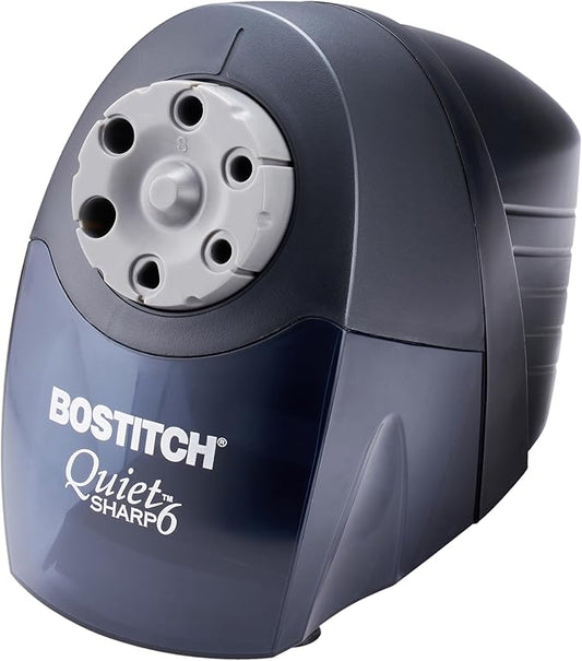 Bostitch Office QuietSharp Electric Pencil Sharpener, Heavy Duty Classroom or Office Use, Size Selector with 6 Different Sizes, Black